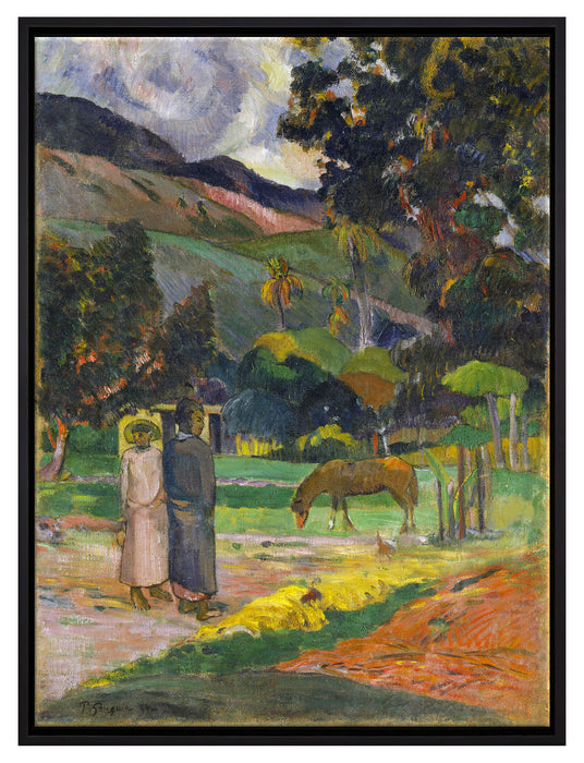 Paul Gauguin - Tahitische Landschaft   auf Leinwandbild gerahmt Größe 80x60