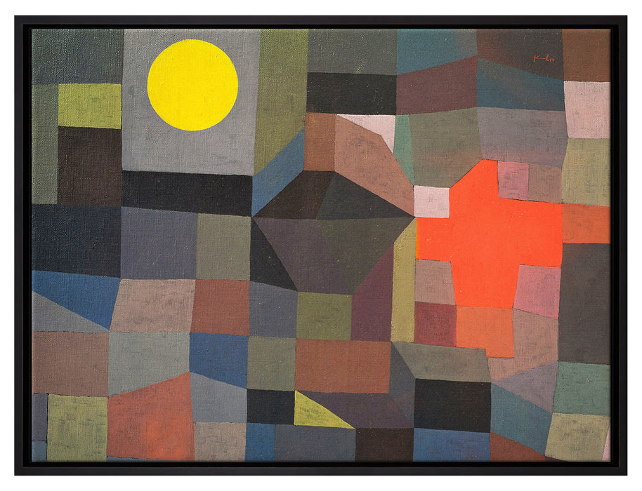 Paul Klee - Feuer bei Vollmond   auf Leinwandbild gerahmt Größe 80x60