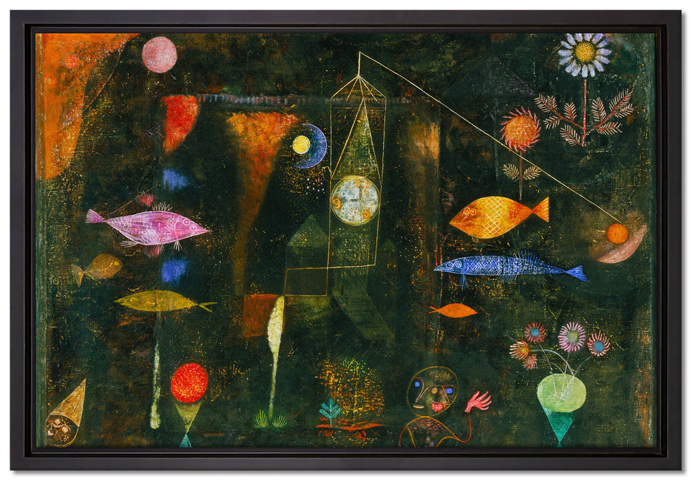 Paul Klee - Fischzauber  auf Leinwandbild gerahmt Größe 60x40