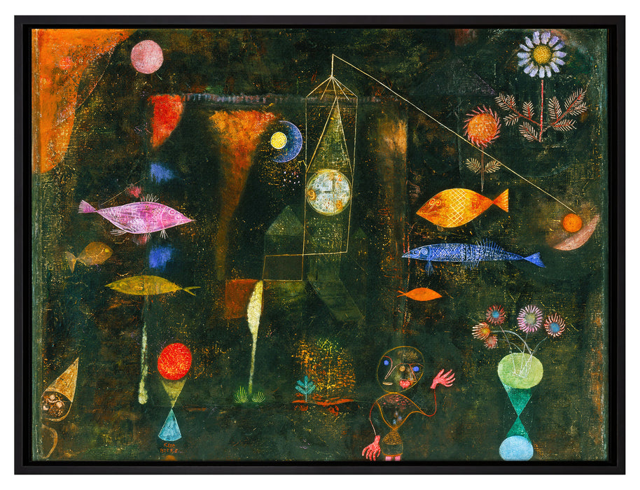 Paul Klee - Fischzauber  auf Leinwandbild gerahmt Größe 80x60
