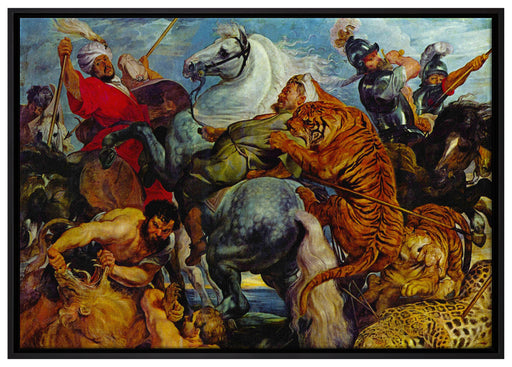Peter Paul Rubens - Tiger- und Löwenjagd  auf Leinwandbild gerahmt Größe 100x70