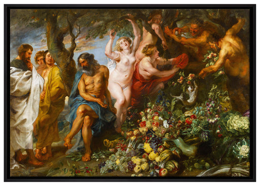 Peter Paul Rubens - Pythagoras verteidigt die vegetaris auf Leinwandbild gerahmt Größe 100x70