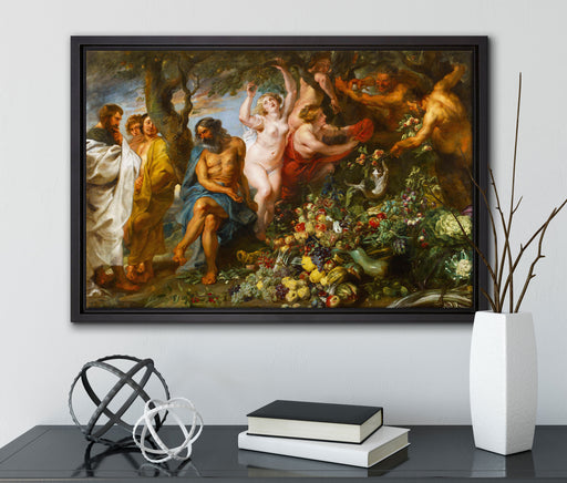 Peter Paul Rubens - Pythagoras verteidigt die vegetaris auf Leinwandbild gerahmt mit Kirschblüten