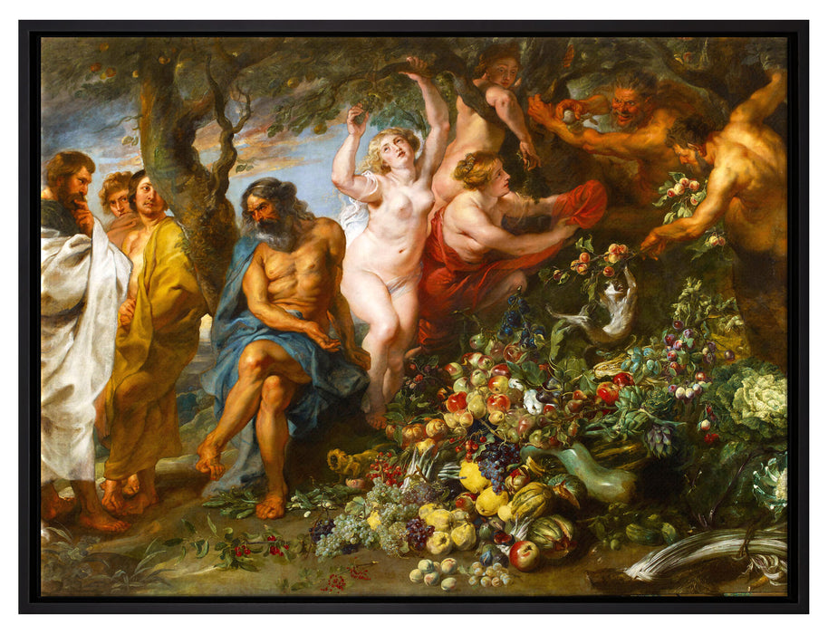 Peter Paul Rubens - Pythagoras verteidigt die vegetaris  auf Leinwandbild gerahmt Größe 80x60