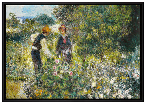 Pierre-Auguste Renoir - Blumen pflücken  auf Leinwandbild gerahmt Größe 100x70