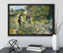 Pierre-Auguste Renoir - Blumen pflücken  auf Leinwandbild gerahmt mit Kirschblüten