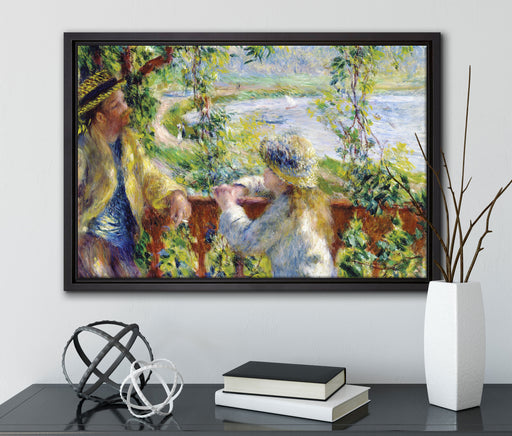 Pierre-Auguste Renoir - Am Wassernahe des Sees auf Leinwandbild gerahmt mit Kirschblüten