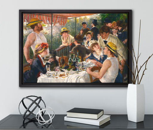 Pierre-Auguste Renoir - Die Mahlzeit der Ruderer auf Leinwandbild gerahmt mit Kirschblüten