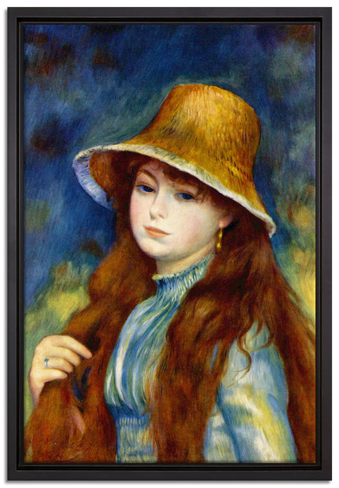 Pierre-Auguste Renoir - Mädchen mit Strohhut   auf Leinwandbild gerahmt Größe 60x40