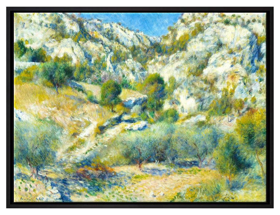Pierre-Auguste Renoir - Felsige Klippen bei Estaque   auf Leinwandbild gerahmt Größe 80x60