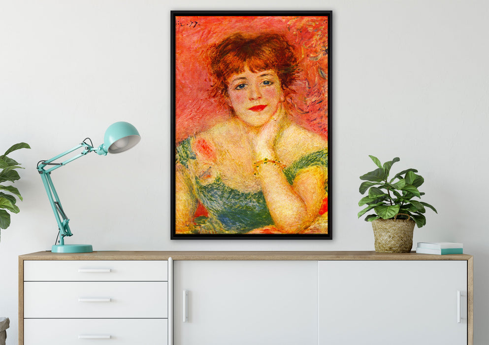 Pierre-Auguste Renoir - Portrait der Schauspielerin Jea auf Leinwandbild gerahmt verschiedene Größen im Wohnzimmer