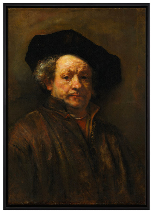 Rembrandt van Rijn - Selbstportrait II auf Leinwandbild gerahmt Größe 100x70
