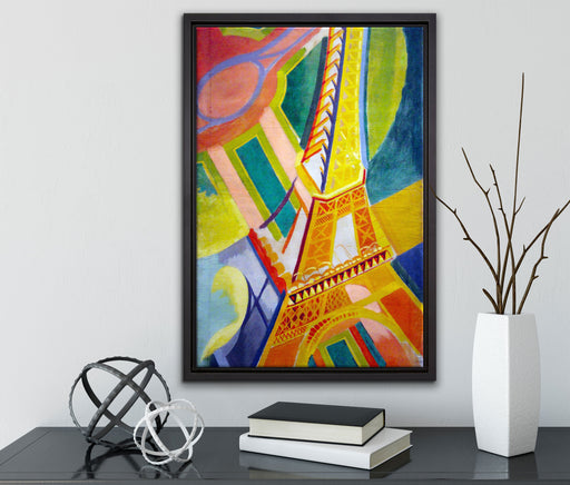 Robert Delaunay - Eiffel-Turm  auf Leinwandbild gerahmt mit Kirschblüten