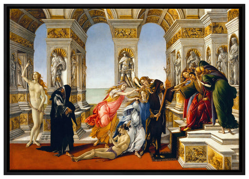 Sandro Botticelli - Die Verleumdung des Apelles  auf Leinwandbild gerahmt Größe 100x70
