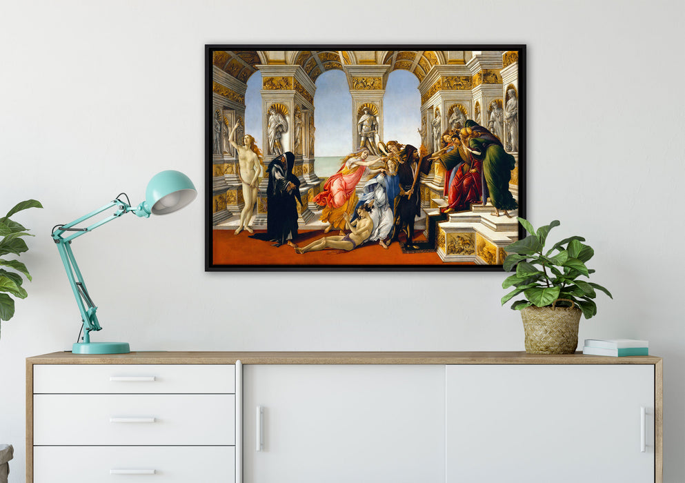 Sandro Botticelli - Die Verleumdung des Apelles  auf Leinwandbild gerahmt verschiedene Größen im Wohnzimmer