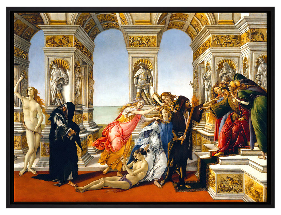 Sandro Botticelli - Die Verleumdung des Apelles   auf Leinwandbild gerahmt Größe 80x60