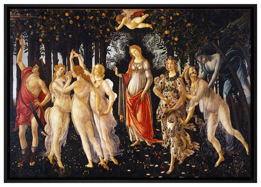 Sandro Botticelli - Frühling Primavera auf Leinwandbild gerahmt Größe 100x70