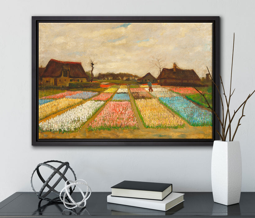 Vincent Van Gogh - Blumenbeete in Holland  auf Leinwandbild gerahmt mit Kirschblüten
