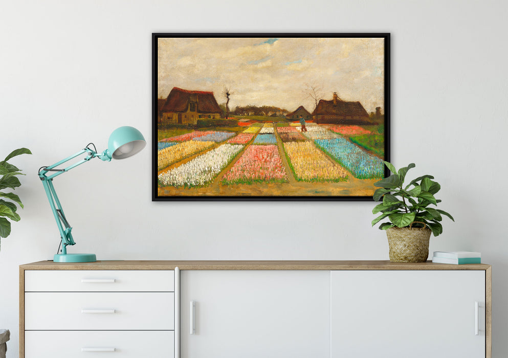 Vincent Van Gogh - Blumenbeete in Holland  auf Leinwandbild gerahmt verschiedene Größen im Wohnzimmer