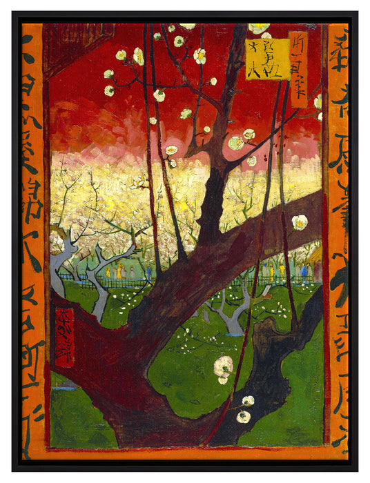 Vincent Van Gogh - Blühender Pflaumenbaumnach Hiroshi  auf Leinwandbild gerahmt Größe 80x60