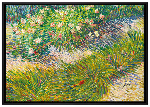 Vincent Van Gogh - Gras und Schmetterlinge  auf Leinwandbild gerahmt Größe 100x70