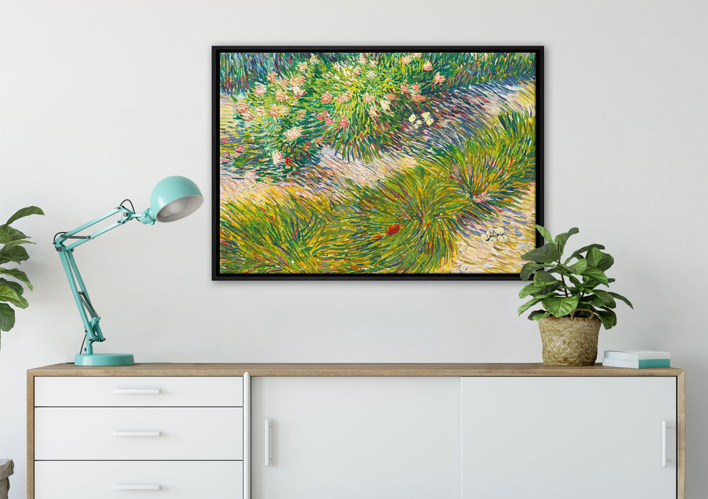 Vincent Van Gogh - Gras und Schmetterlinge  auf Leinwandbild gerahmt verschiedene Größen im Wohnzimmer