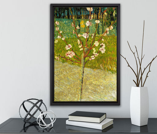 Vincent Van Gogh - Blühender Mandelbaum  auf Leinwandbild gerahmt mit Kirschblüten