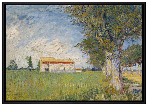 Vincent Van Gogh - Bauernhaus im Weizenfeld  auf Leinwandbild gerahmt Größe 100x70
