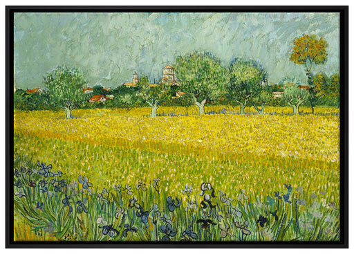 Vincent Van Gogh - Feld mit Blumen in der Nähe von Arle auf Leinwandbild gerahmt Größe 100x70