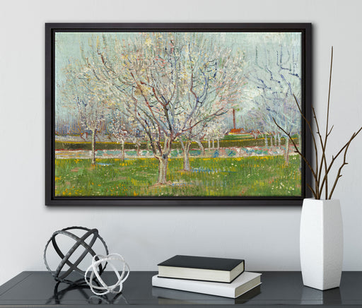 Vincent Van Gogh - Blühender Obstgarten Pflaumenbaum  auf Leinwandbild gerahmt mit Kirschblüten