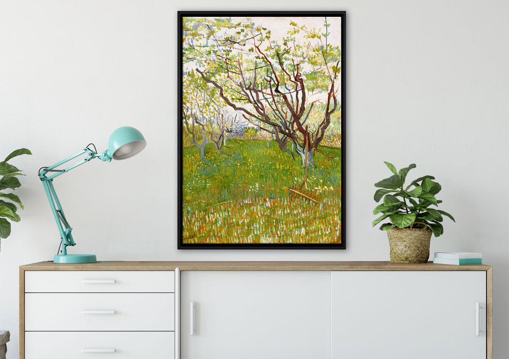 Vincent Van Gogh - Der blühende Obstgarten  auf Leinwandbild gerahmt verschiedene Größen im Wohnzimmer
