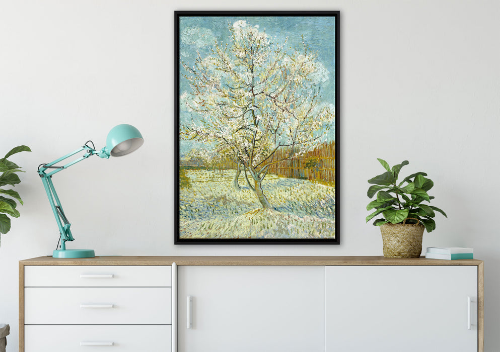 Vincent Van Gogh - Der pinke Pfirsischbaum  auf Leinwandbild gerahmt verschiedene Größen im Wohnzimmer