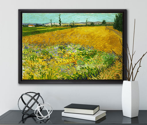 Vincent Van Gogh - Weizenfeld  auf Leinwandbild gerahmt mit Kirschblüten