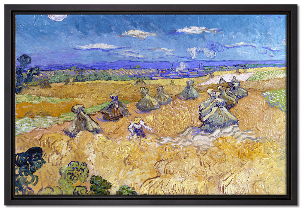 Vincent Van Gogh - Weizenfeld mit Mähern Auvers   auf Leinwandbild gerahmt Größe 60x40