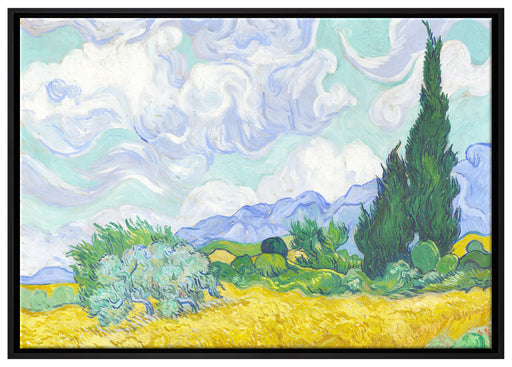 Vincent Van Gogh - Weizenfeld mit Zypressen  auf Leinwandbild gerahmt Größe 100x70
