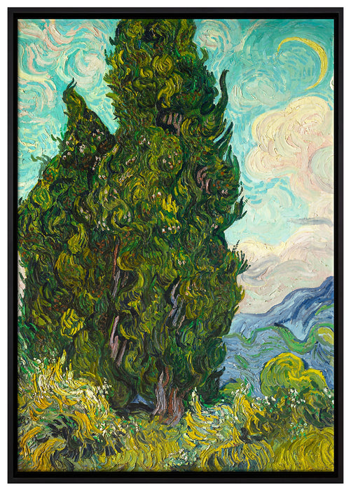 Vincent Van Gogh - Zypressen  auf Leinwandbild gerahmt Größe 100x70