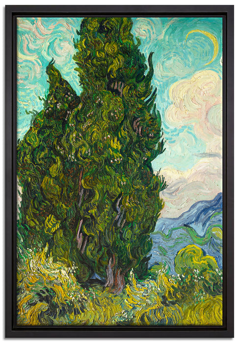 Vincent Van Gogh - Zypressen   auf Leinwandbild gerahmt Größe 60x40
