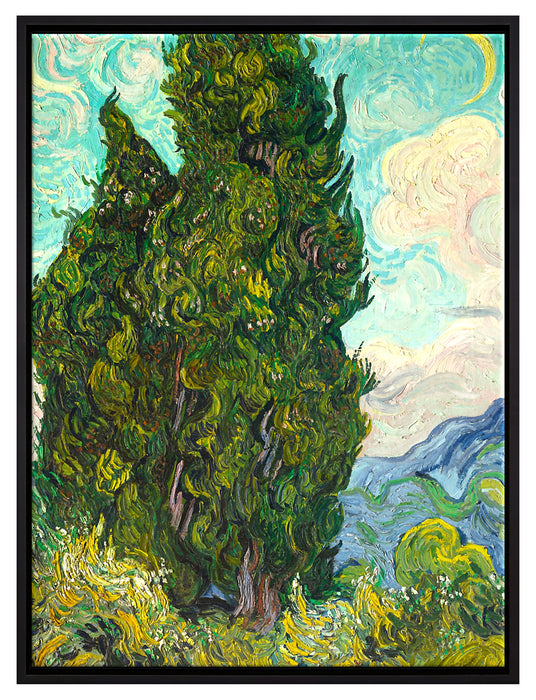 Vincent Van Gogh - Zypressen   auf Leinwandbild gerahmt Größe 80x60