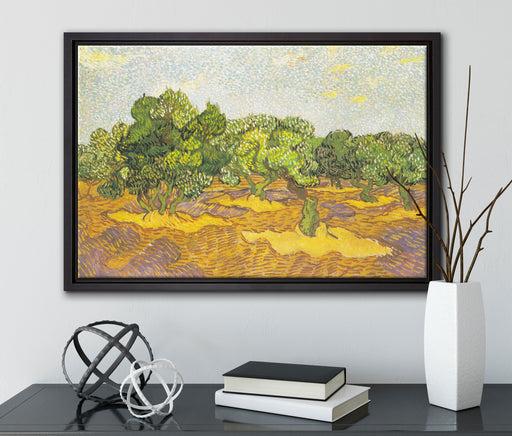 Vincent Van Gogh - Oliven-Bäume II  auf Leinwandbild gerahmt mit Kirschblüten