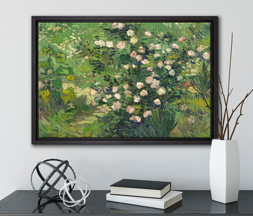 Vincent Van Gogh - Rosen  auf Leinwandbild gerahmt mit Kirschblüten
