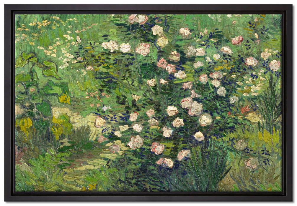 Vincent Van Gogh - Rosen   auf Leinwandbild gerahmt Größe 60x40