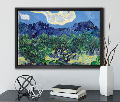 Vincent Van Gogh - Die Oliven-Bäume  auf Leinwandbild gerahmt mit Kirschblüten