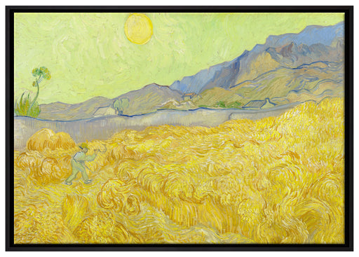 Vincent Van Gogh - Weizenfeld mit Mäher  auf Leinwandbild gerahmt Größe 100x70