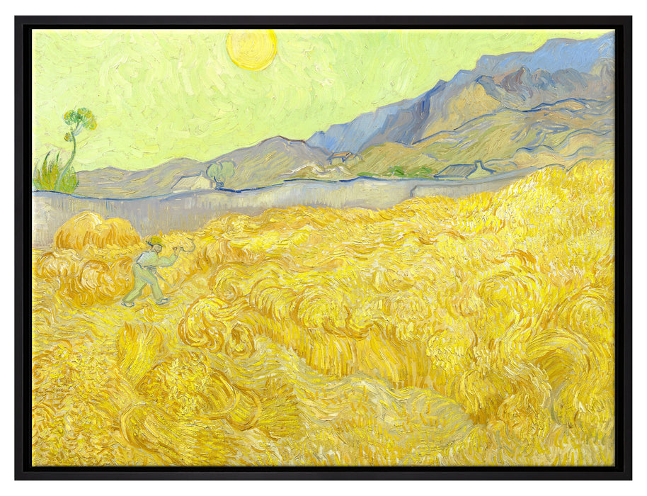 Vincent Van Gogh - Weizenfeld mit Mäher   auf Leinwandbild gerahmt Größe 80x60