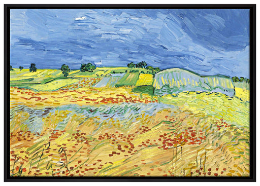 Vincent Van Gogh - Weizenfeld mit stürmischem Himmel  auf Leinwandbild gerahmt Größe 100x70
