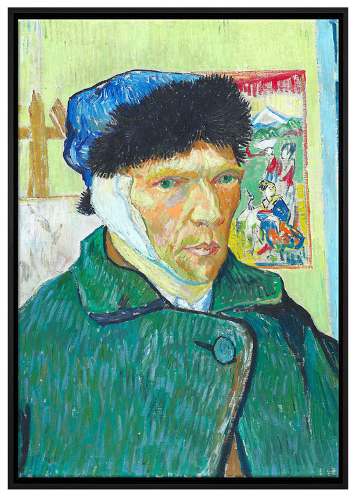 Vincent Van Gogh - Selbstportrait mit bandagiertem Ohr auf Leinwandbild gerahmt Größe 100x70