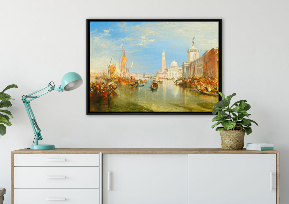William Turner - Venice: The Dogana and San Giorgio Mag auf Leinwandbild gerahmt verschiedene Größen im Wohnzimmer
