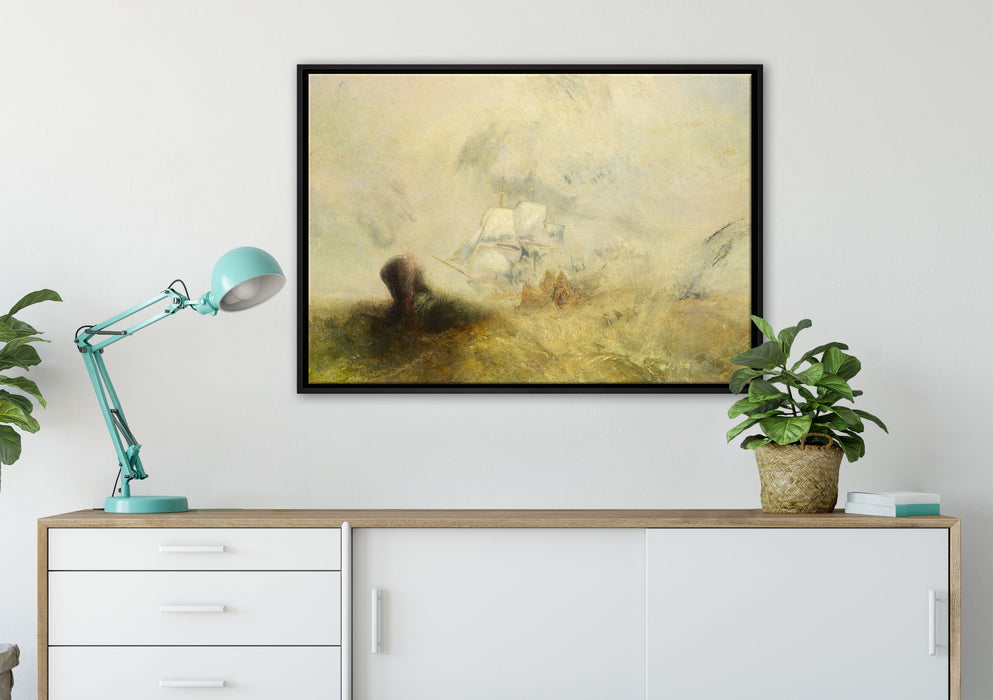 William Turner - Whalers Expressionismus auf Leinwandbild gerahmt verschiedene Größen im Wohnzimmer