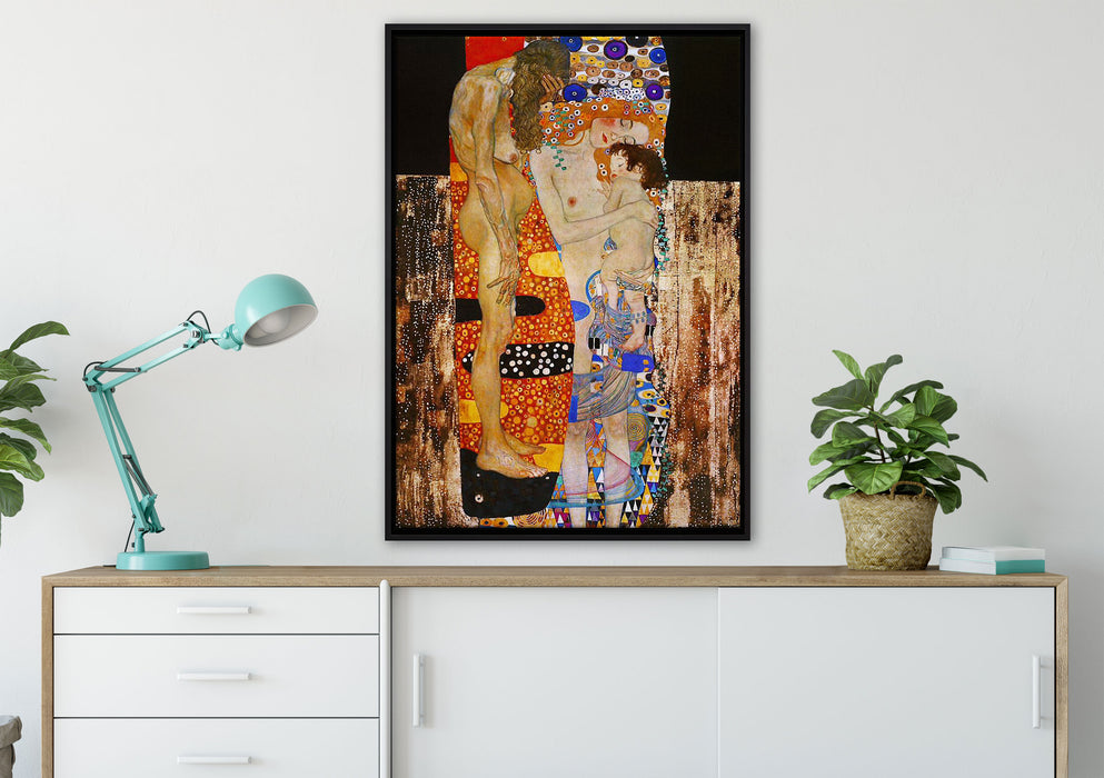 Gustav Klimt - Die drei Lebensalter einer Frau  auf Leinwandbild gerahmt verschiedene Größen im Wohnzimmer