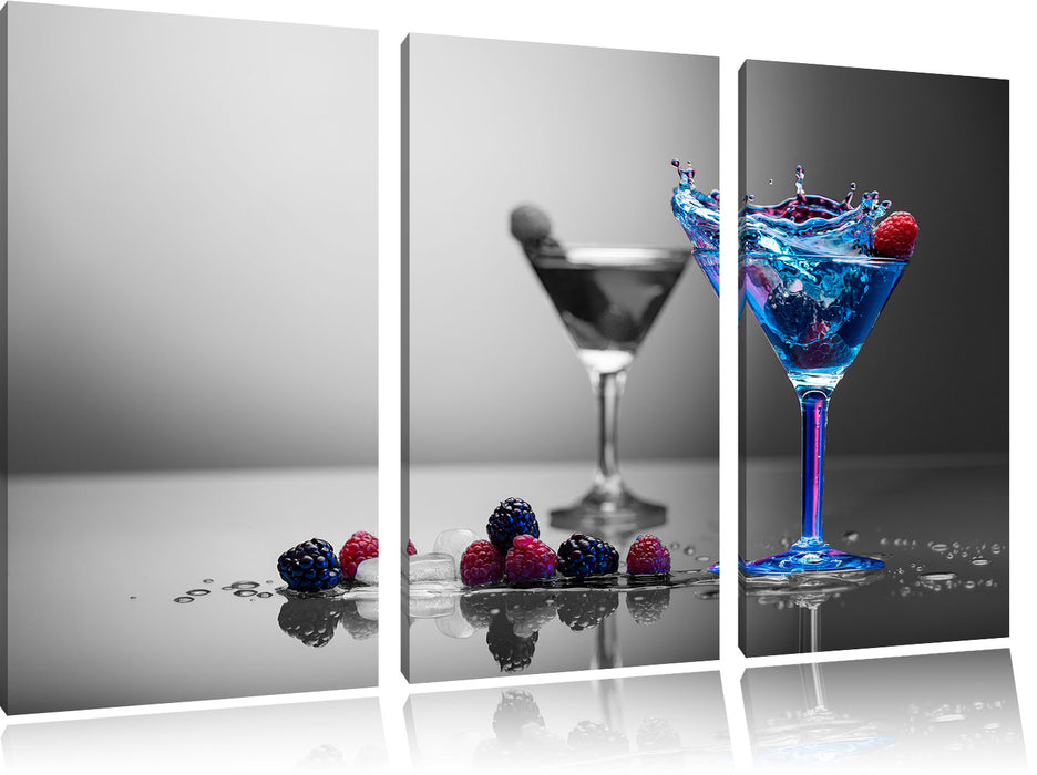 Blauer leckerer Cocktail Leinwandbild 3 Teilig